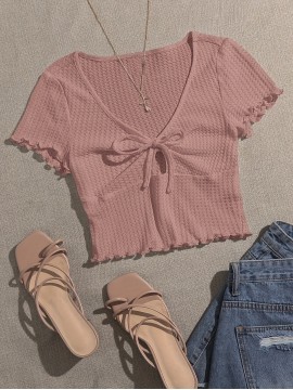 Solid Twist Front Flutter Sleeve Top, Short Sleeve Sweetheart Neck Elegant Top, Women's Clothing