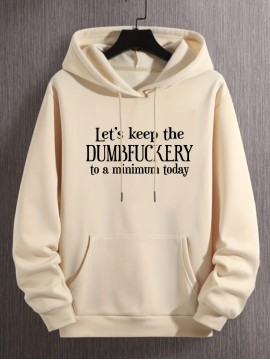DUMFUCKERY Men's Graphic Print Hoodie with Kangaroo Pocket - Comfy Loose Trendy Pullover for Autumn/Winter