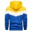 Kangaroo Pocket Drawstring Hoodie, Men's Casual Patchwork Color Block Slightly Stretch Hooded Sweatshirt For Spring Fall