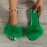 Women's Fluffy Feather Slides, Solid Color Open Toe Single Band Flats, Casual Daily Slide Sandals