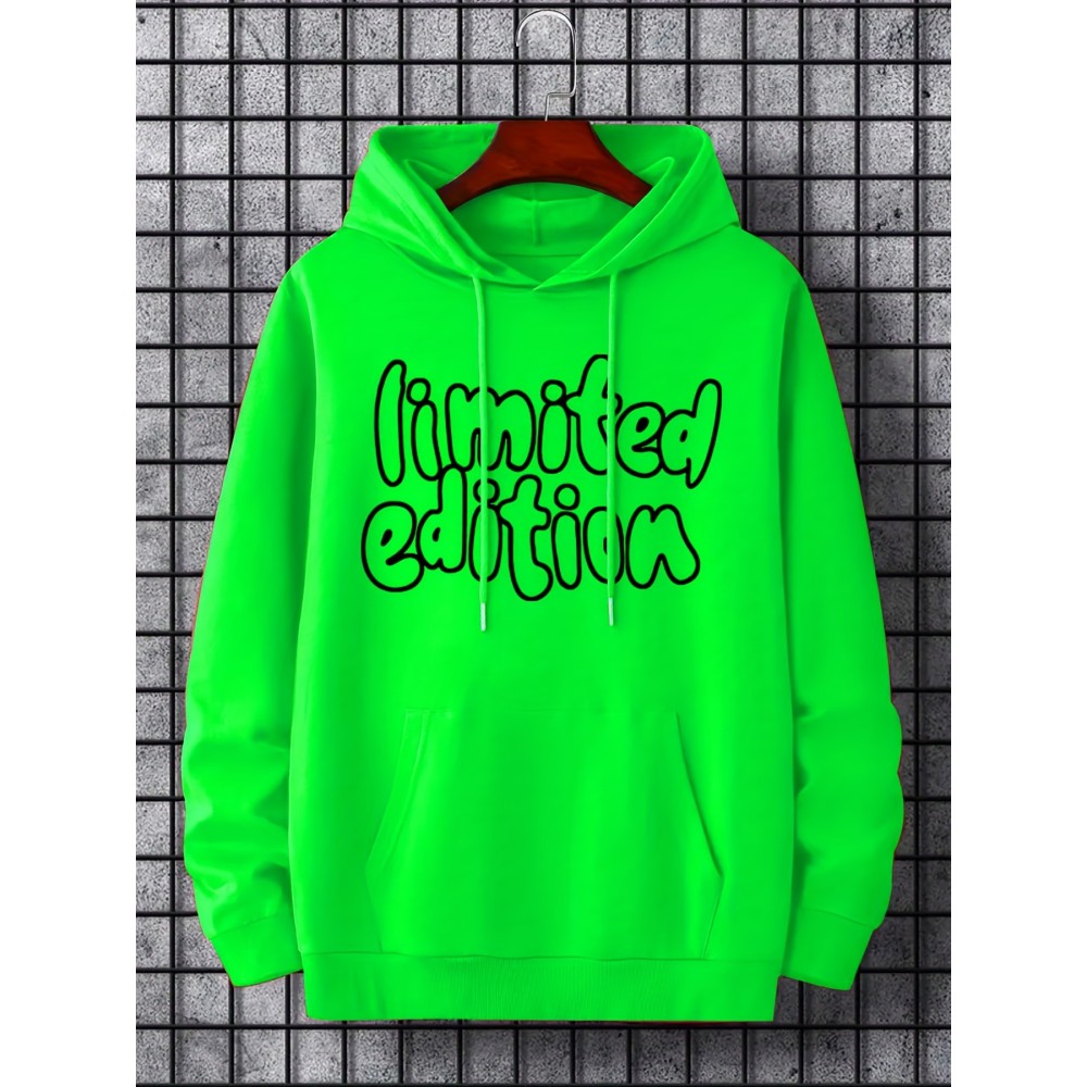 Limited Edition Men's Fleece Drawstring Hoodie Sweatshirt - Fashionable Long Sleeve Hooded Pullover