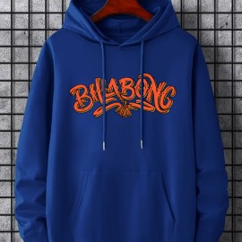 Letter Print Hoodie, Hoodies For Men, Men's Casual Graphic Design Pullover Hooded Sweatshirt With Kangaroo Pocket For Winter Autumn, As Gifts