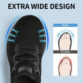 Slow Man Men Walking Sneakers Tennis Shoes Slip On Running Shoes Lightweight Breathable Workout Athletic Gym Casual Sneakers Wide Width