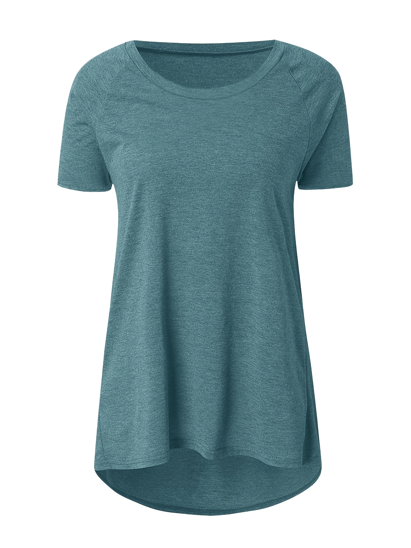 solid longline t shirt crew neck short sleeve t shirt casual every day tops womens clothing details 8
