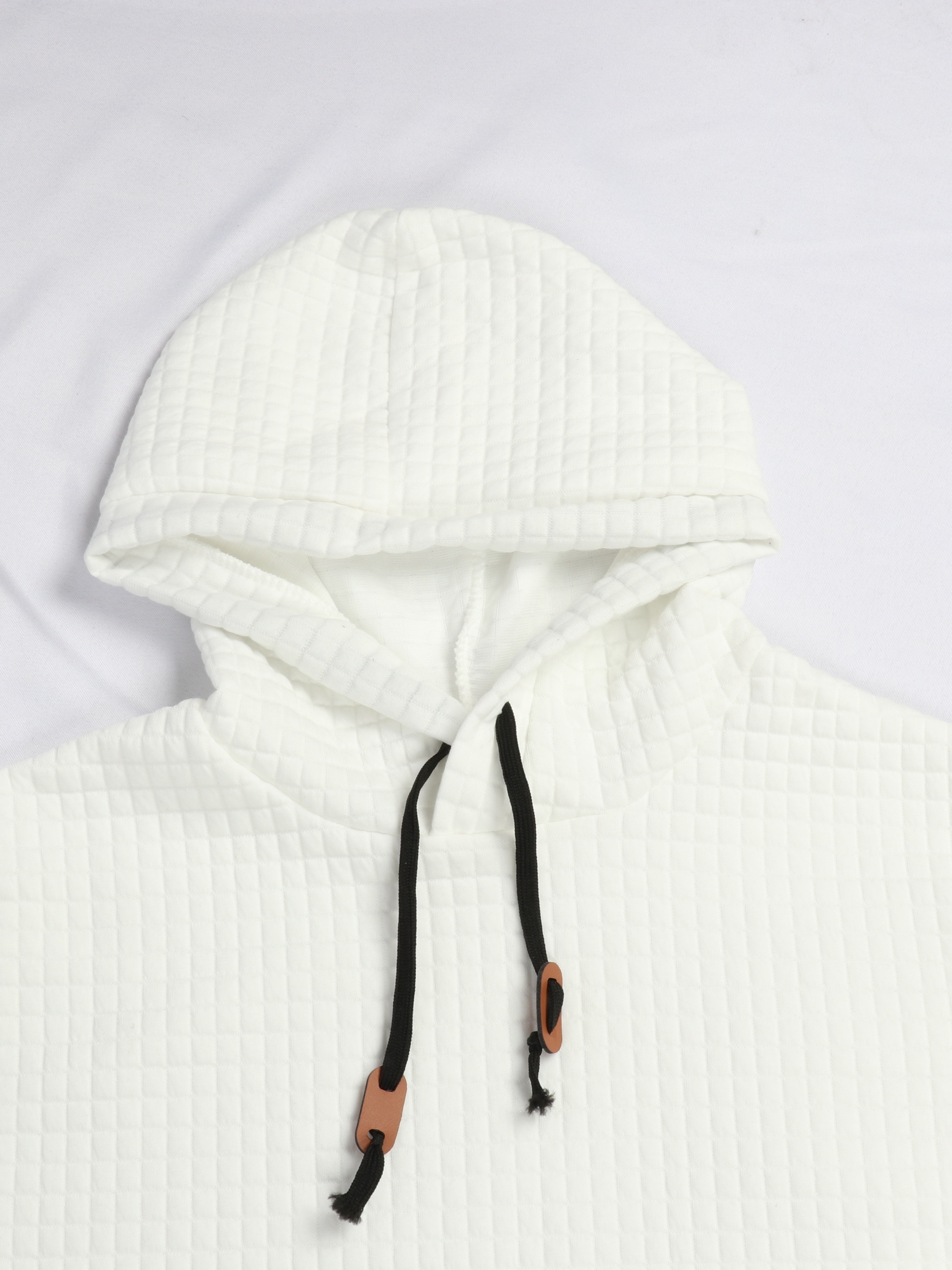 waffle pattern solid hoodie cool hoodies for men mens casual pullover hooded sweatshirt streetwear for spring fall as gifts details 17