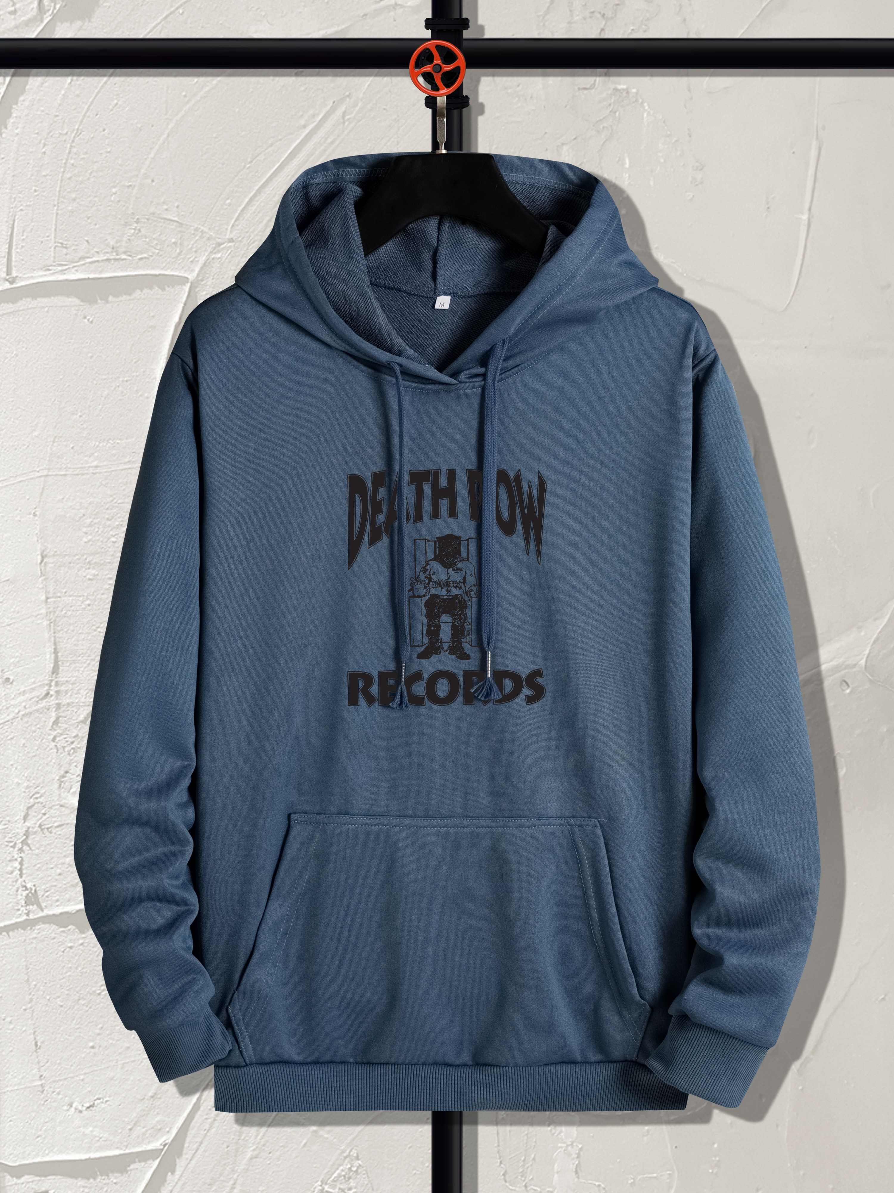 death row print hoodie cool hoodies for men mens casual graphic design pullover hooded sweatshirt with kangaroo pocket streetwear for winter fall as gifts details 5
